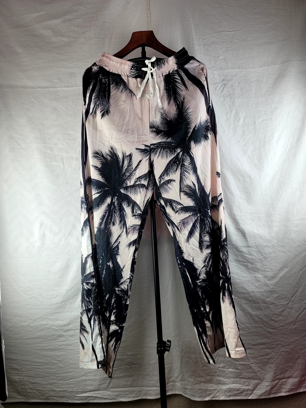 New Tropical Palm Tree Pajama Pants Lounge Joggers Women's Size Small Drawstring
